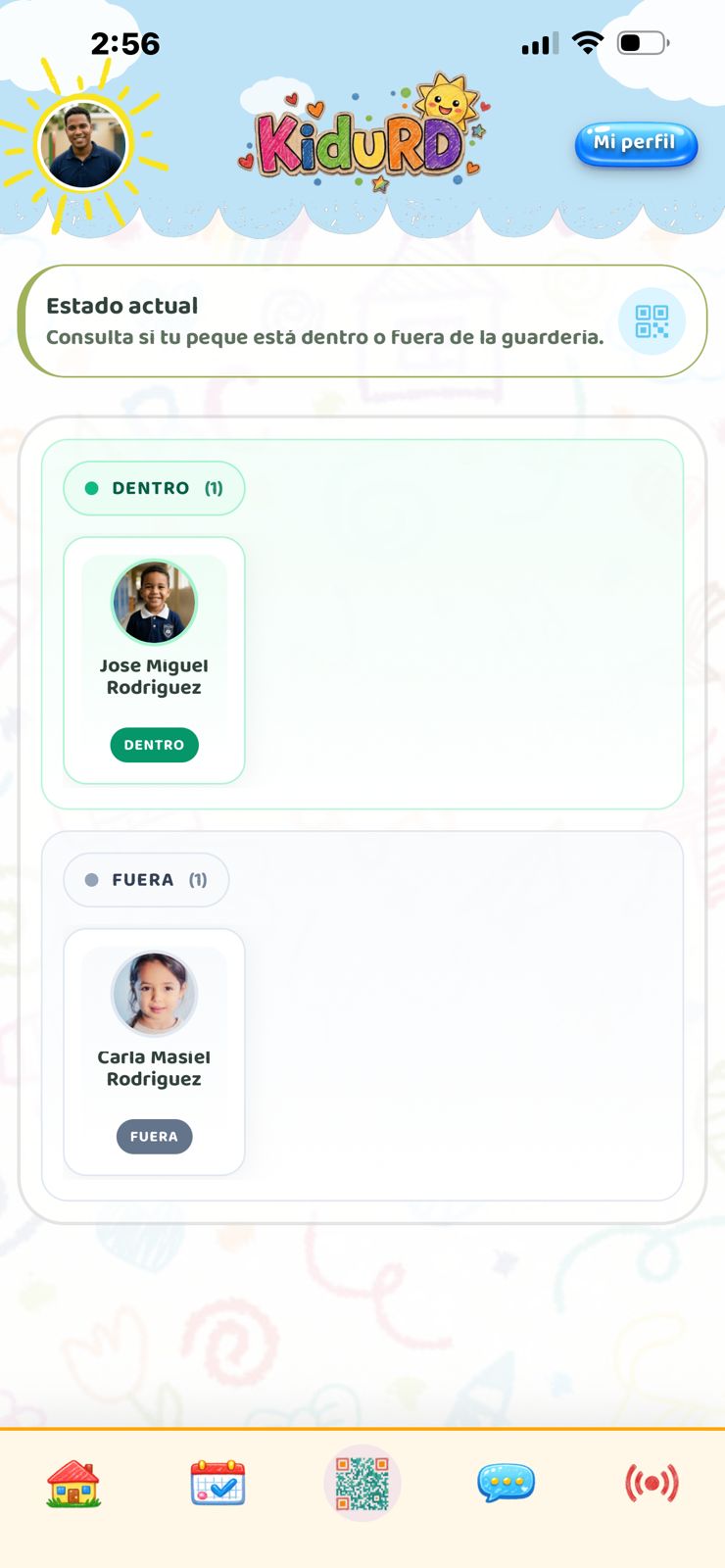 Captura 3: Acceso — app Kidu familias — perfil padres